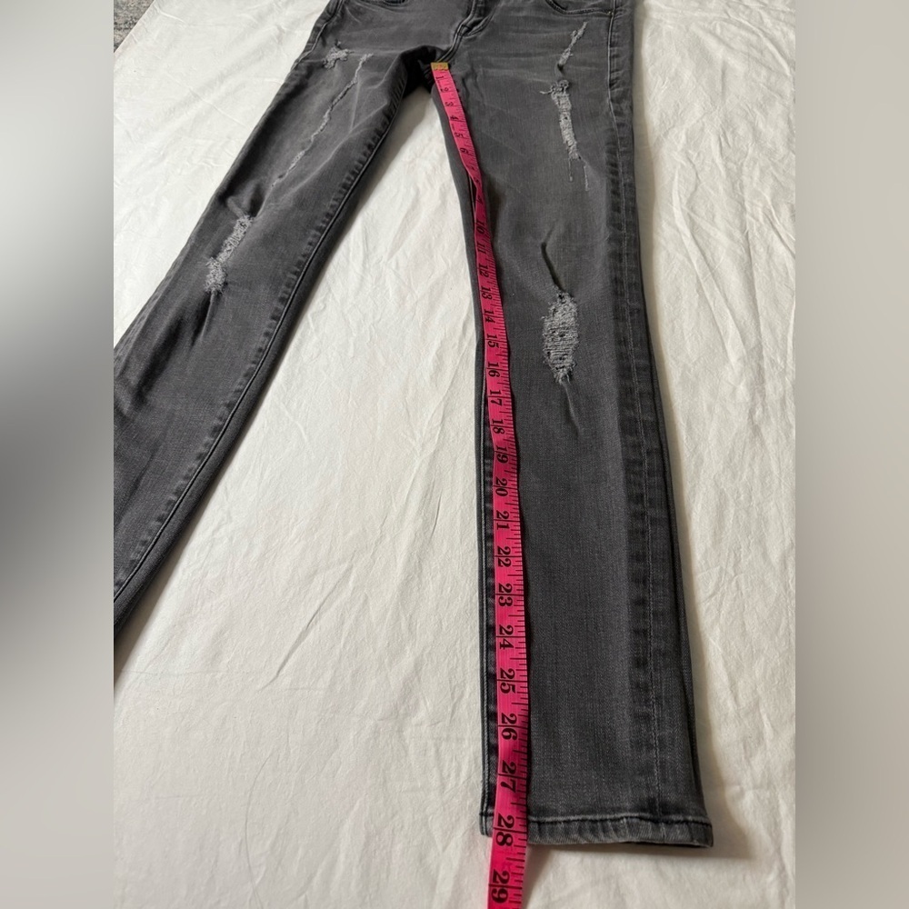 Frame Le Skinny de Jeanne Grey Distressed Low Rise Skinny Jeans 26 - Picture 12 of 13